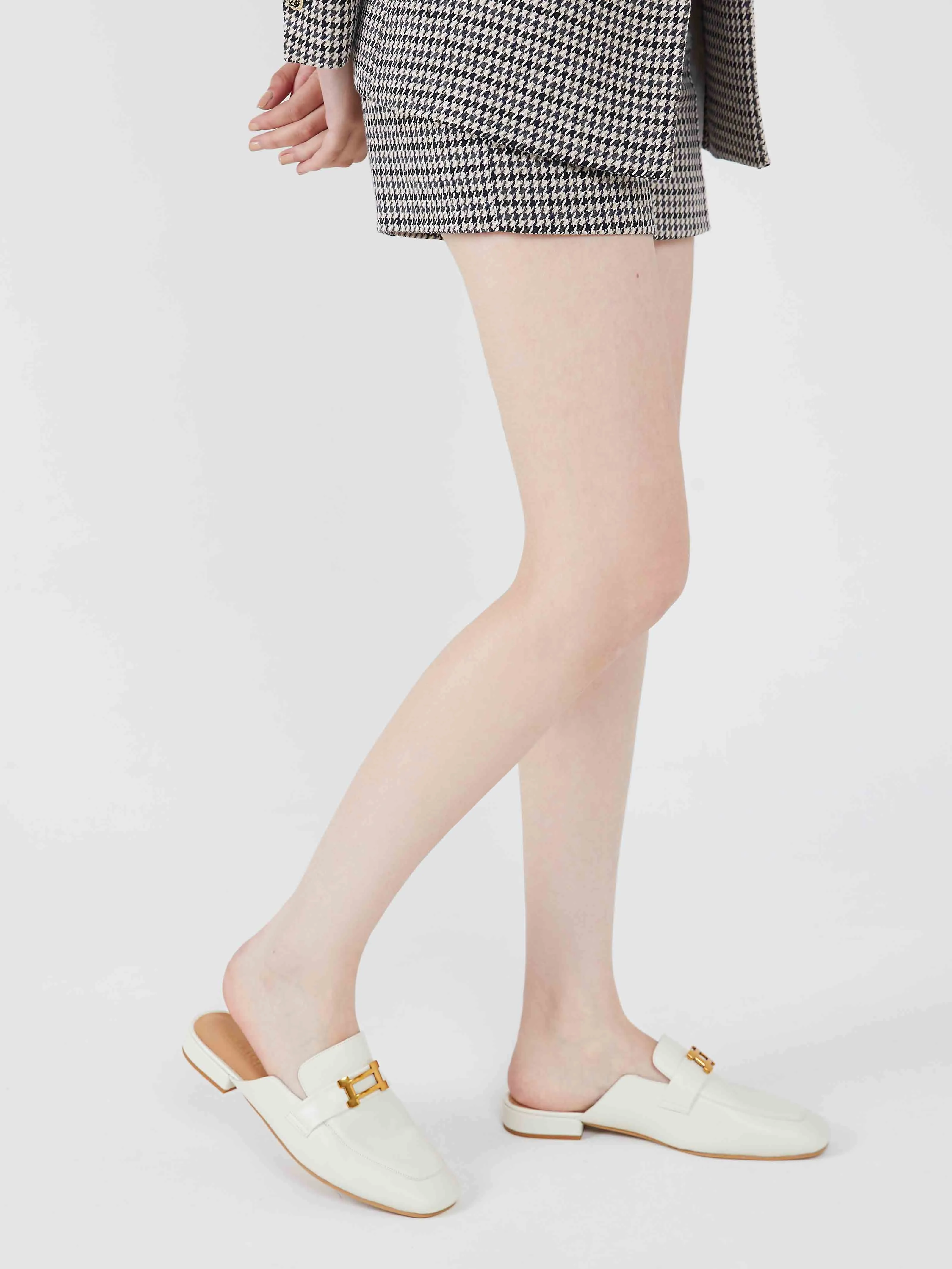 Romee Vintage Gold Buckle Slip On Mules