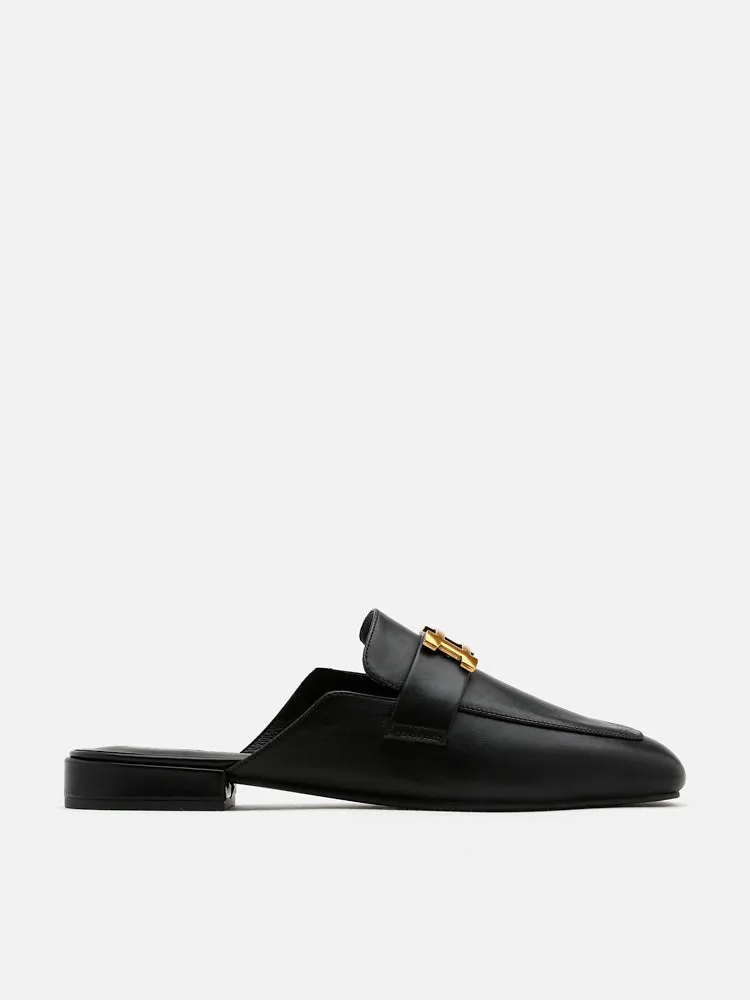 Romee Vintage Gold Buckle Slip On Mules