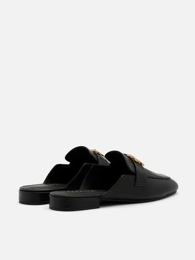 Romee Vintage Gold Buckle Slip On Mules