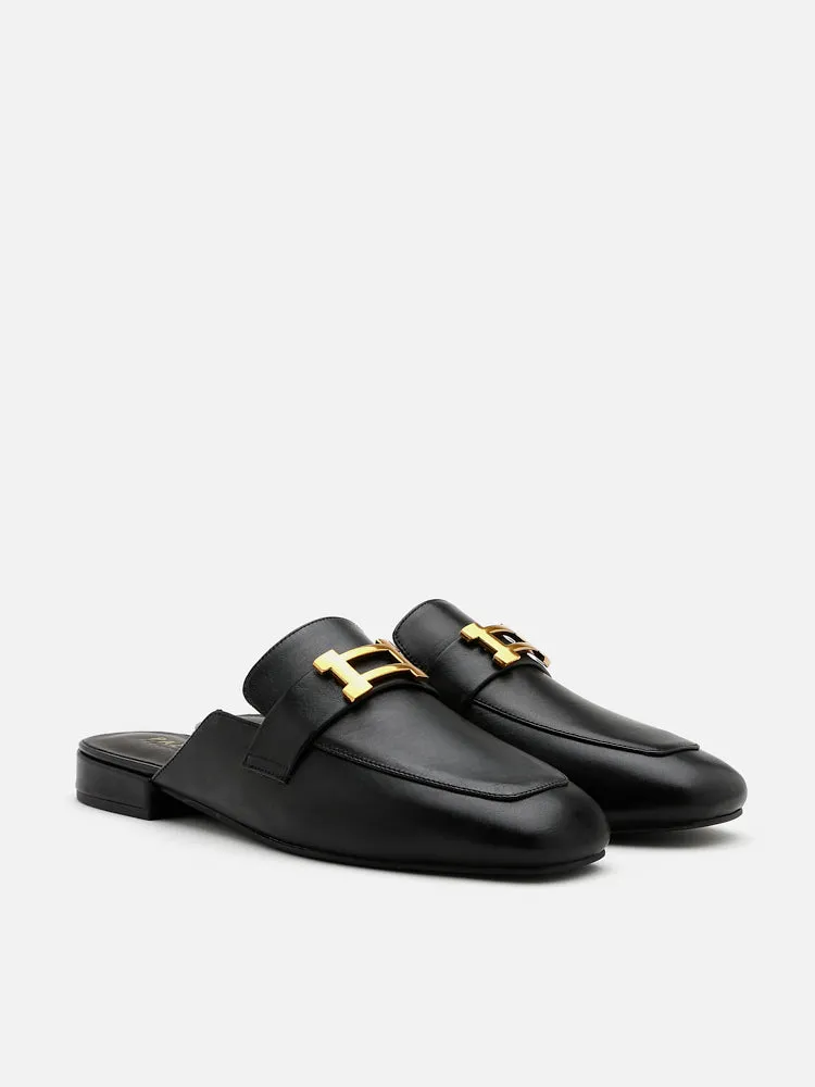 Romee Vintage Gold Buckle Slip On Mules