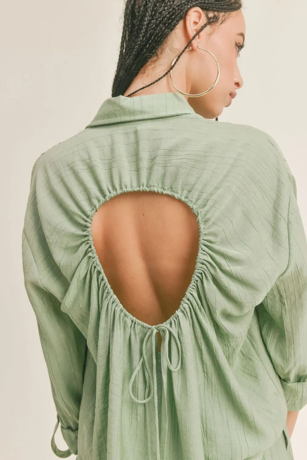 Sage The Label | Long Sleeve Button Down Top | Pistachio Green