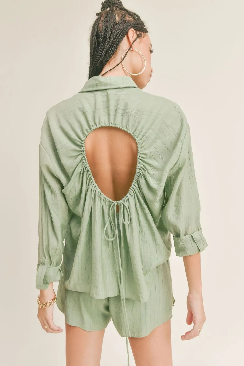 Sage The Label | Long Sleeve Button Down Top | Pistachio Green