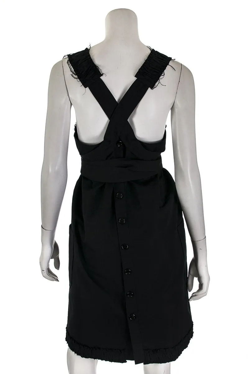 Saint Laurent Black Cotton & Silk Blend Belted Dress Size S | FR 38