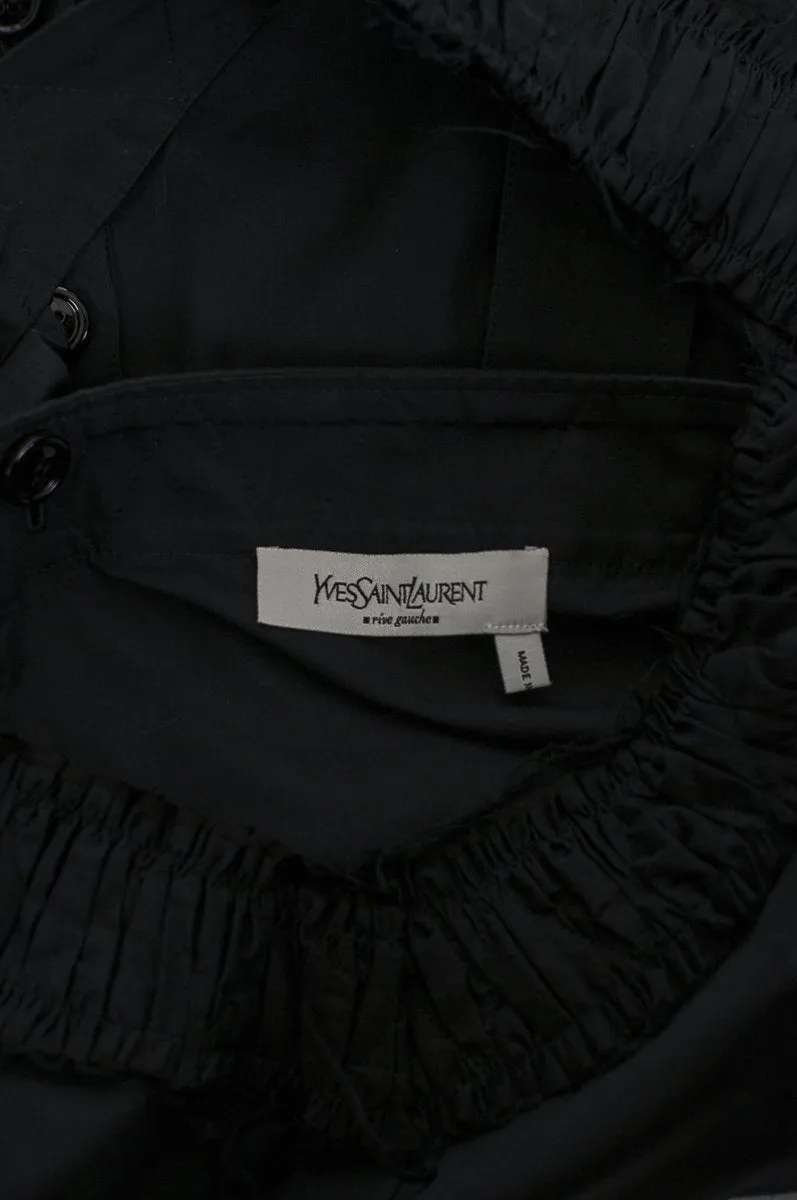 Saint Laurent Black Cotton & Silk Blend Belted Dress Size S | FR 38