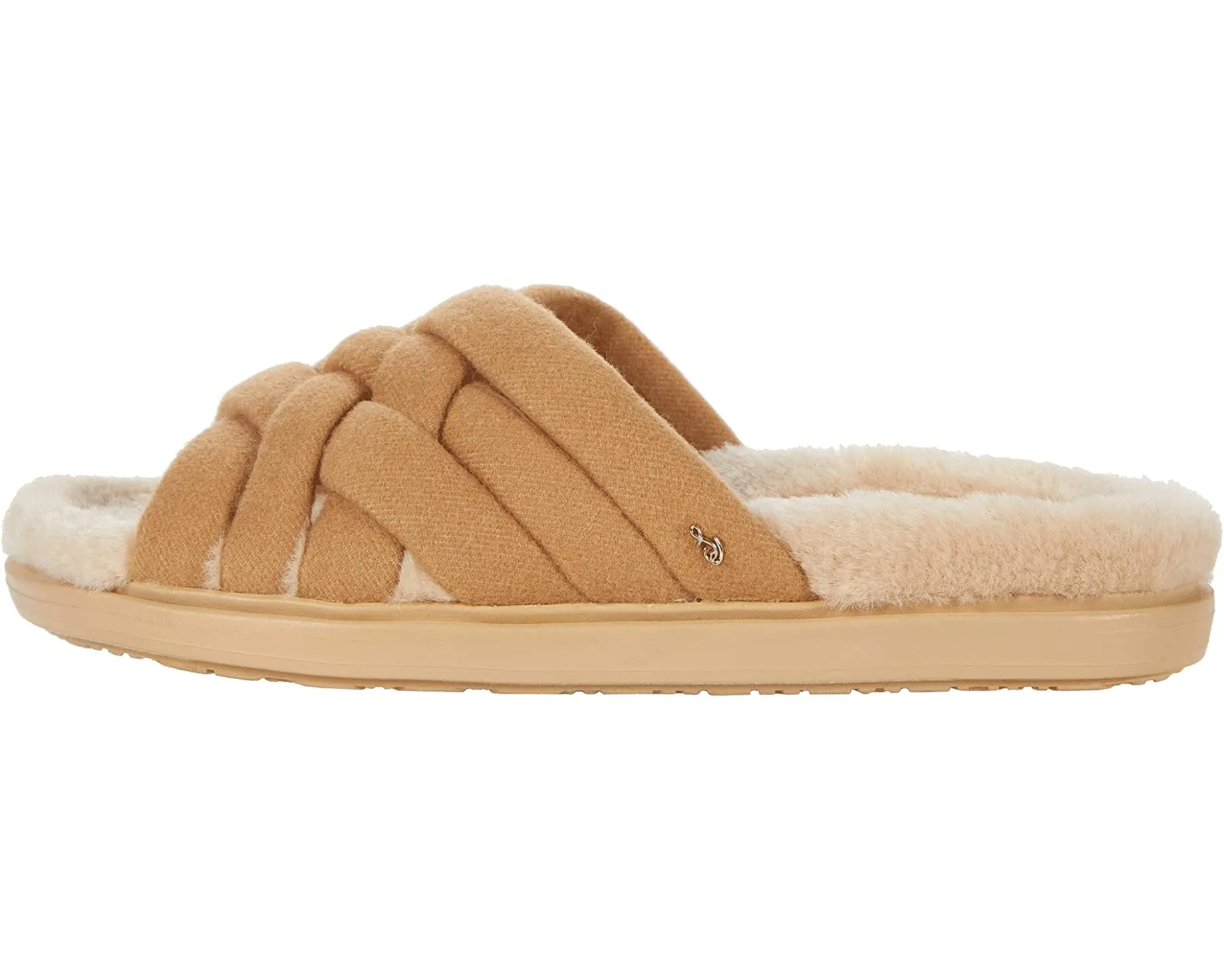 Sam Edelman Vaugn 3 Camel Strappy Slip On Open Toe Slides Flats Sandals