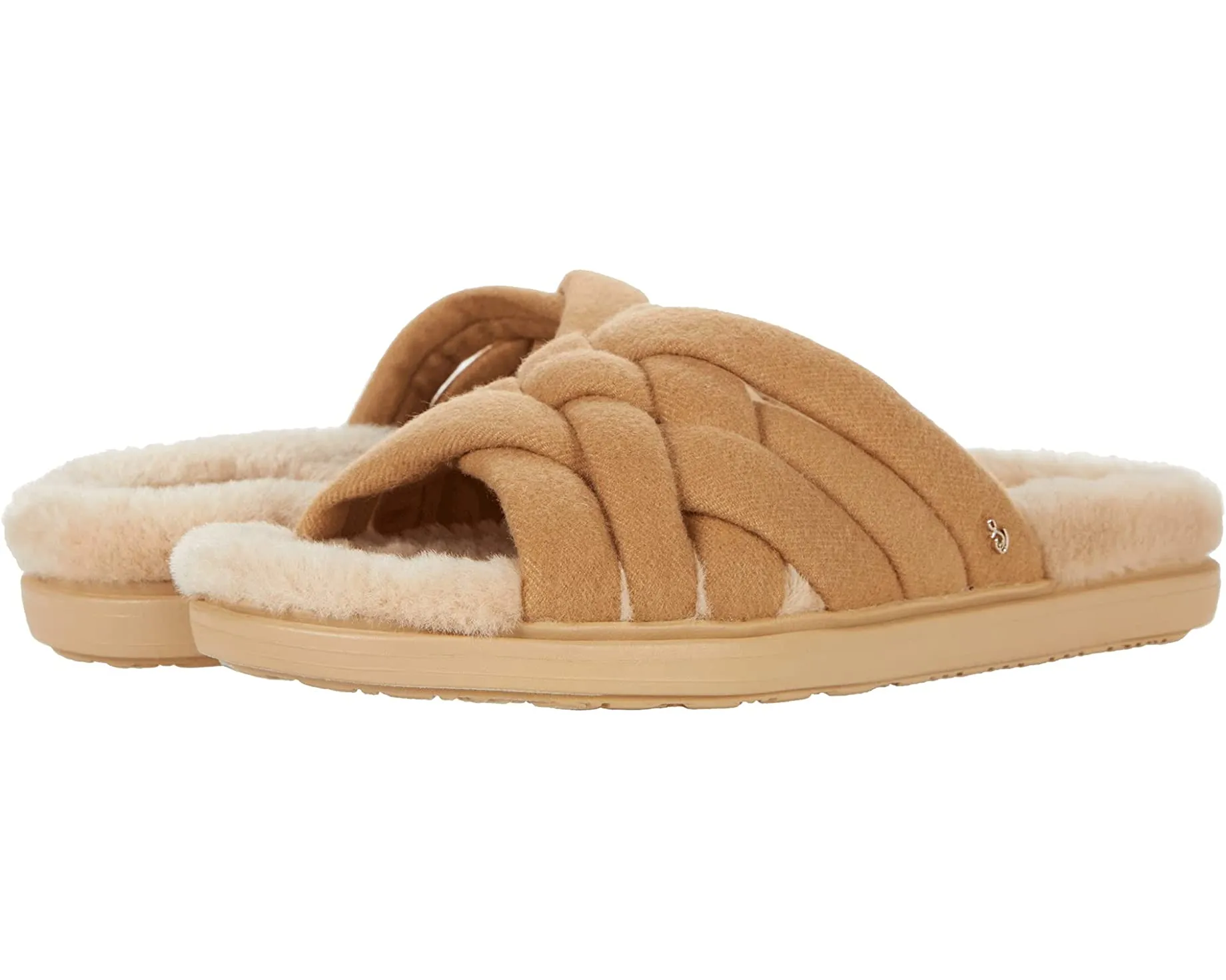 Sam Edelman Vaugn 3 Camel Strappy Slip On Open Toe Slides Flats Sandals