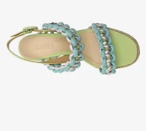 Schutz Juliet Plataform Lime Green Braided Buckled Strap Heel Platform Sandals