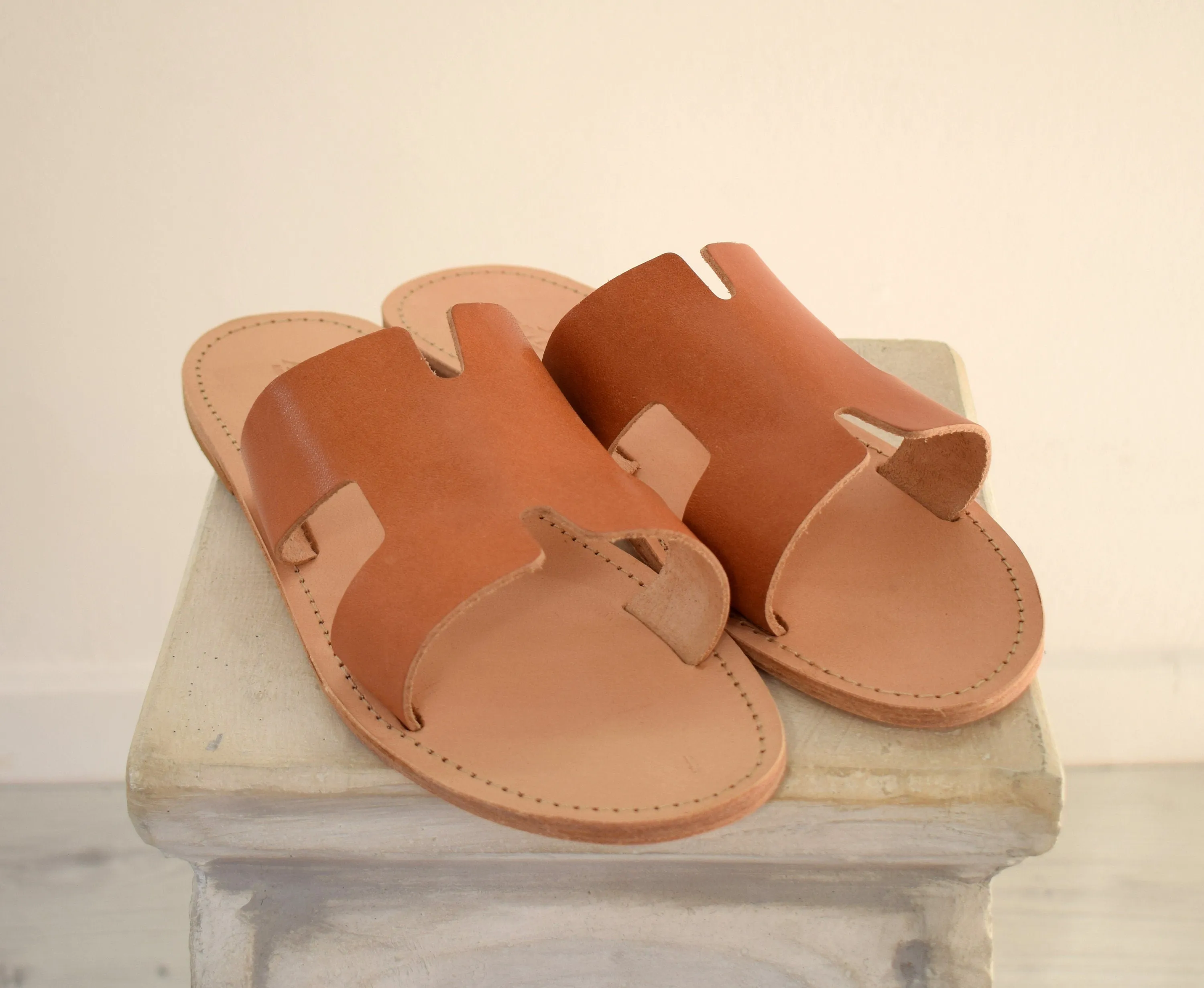 Slide Greek Leather Sandals for Men