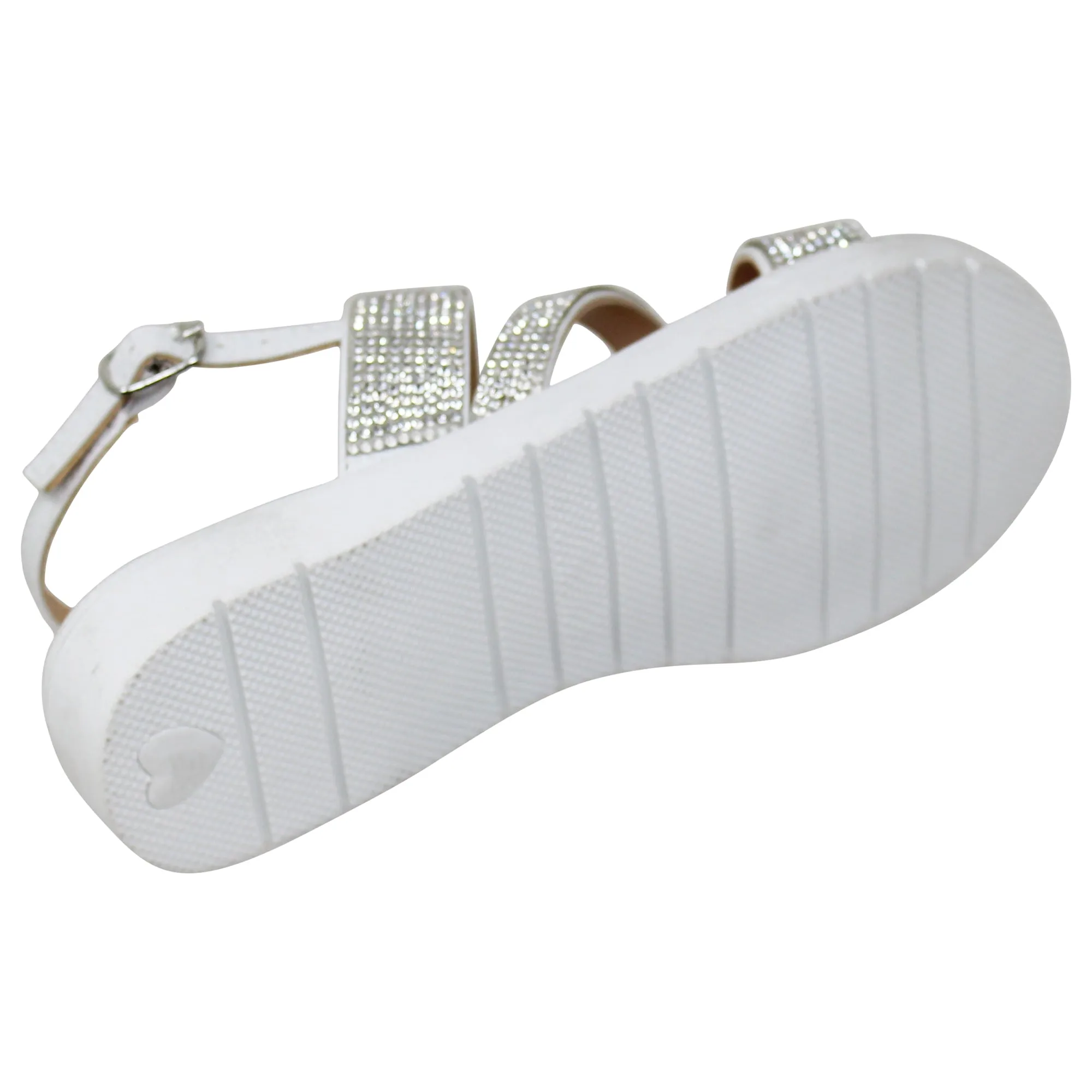 SOBEYO Girl's Platform Sandals Z Strap Rhinestones Memory Foam Cushion  hite