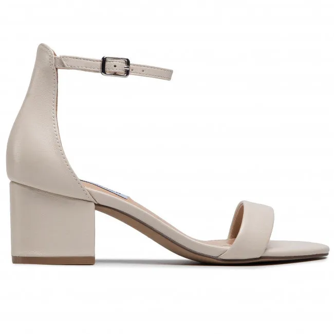 Steve Madden Irenee Round Open-Toe Ankle-Strap Block Heel Sandals White Leather (8, White Leather)