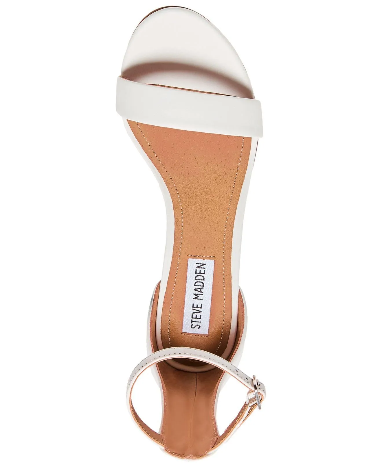 Steve Madden Irenee Round Open-Toe Ankle-Strap Block Heel Sandals White Leather (8, White Leather)