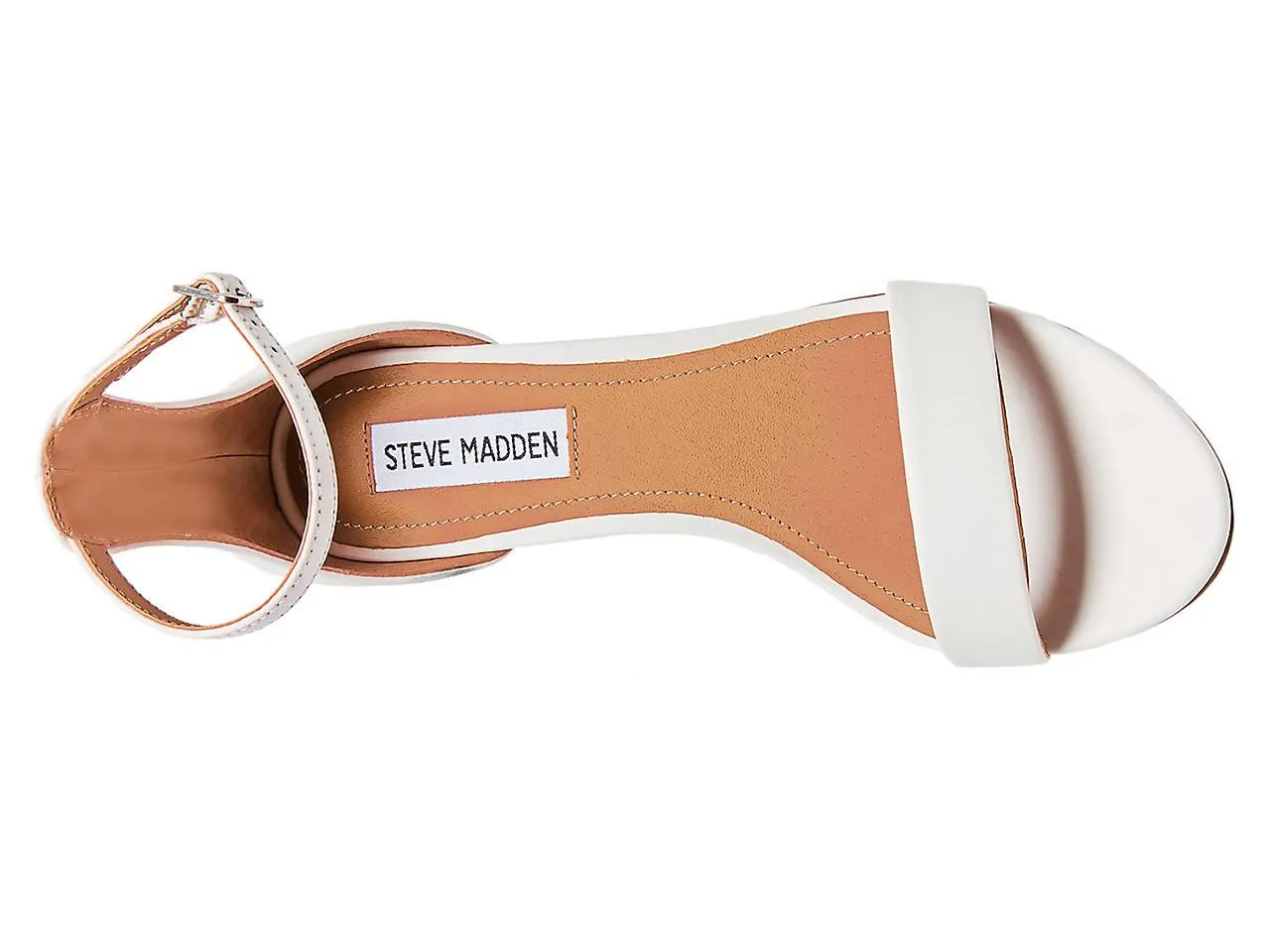 Steve Madden Irenee Round Open-Toe Ankle-Strap Block Heel Sandals White Leather (8, White Leather)