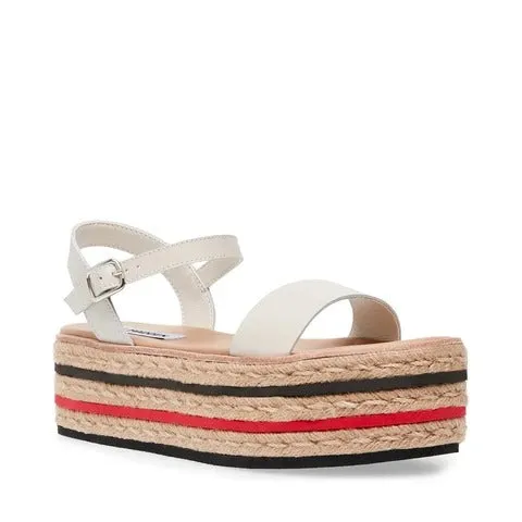 Steve Madden Zella Bone Multi Fashion Buckle Espadrille Flatform Wedge Sandals
