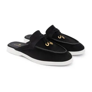 Tassel Suede Summer Mules - Black