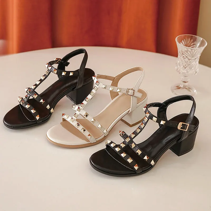 Women's Leather Buckle Sandals