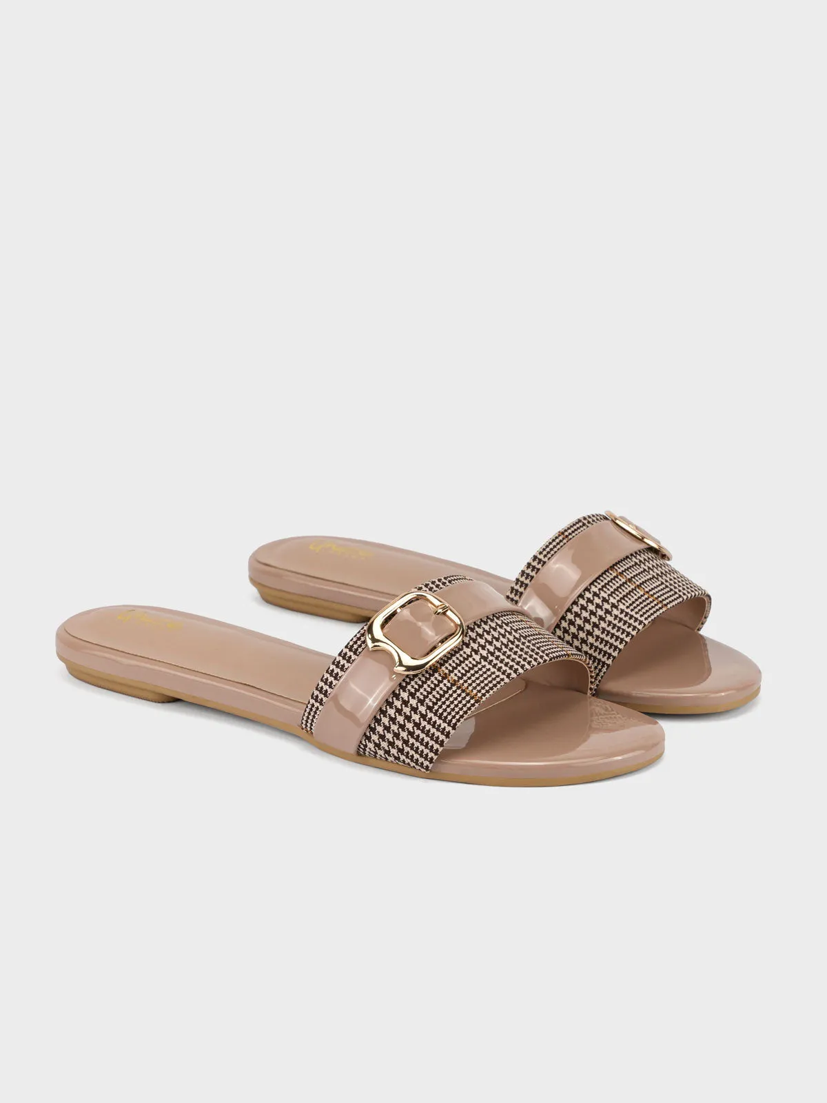 Womens "AZUMBA" Flat Buckled Slippers