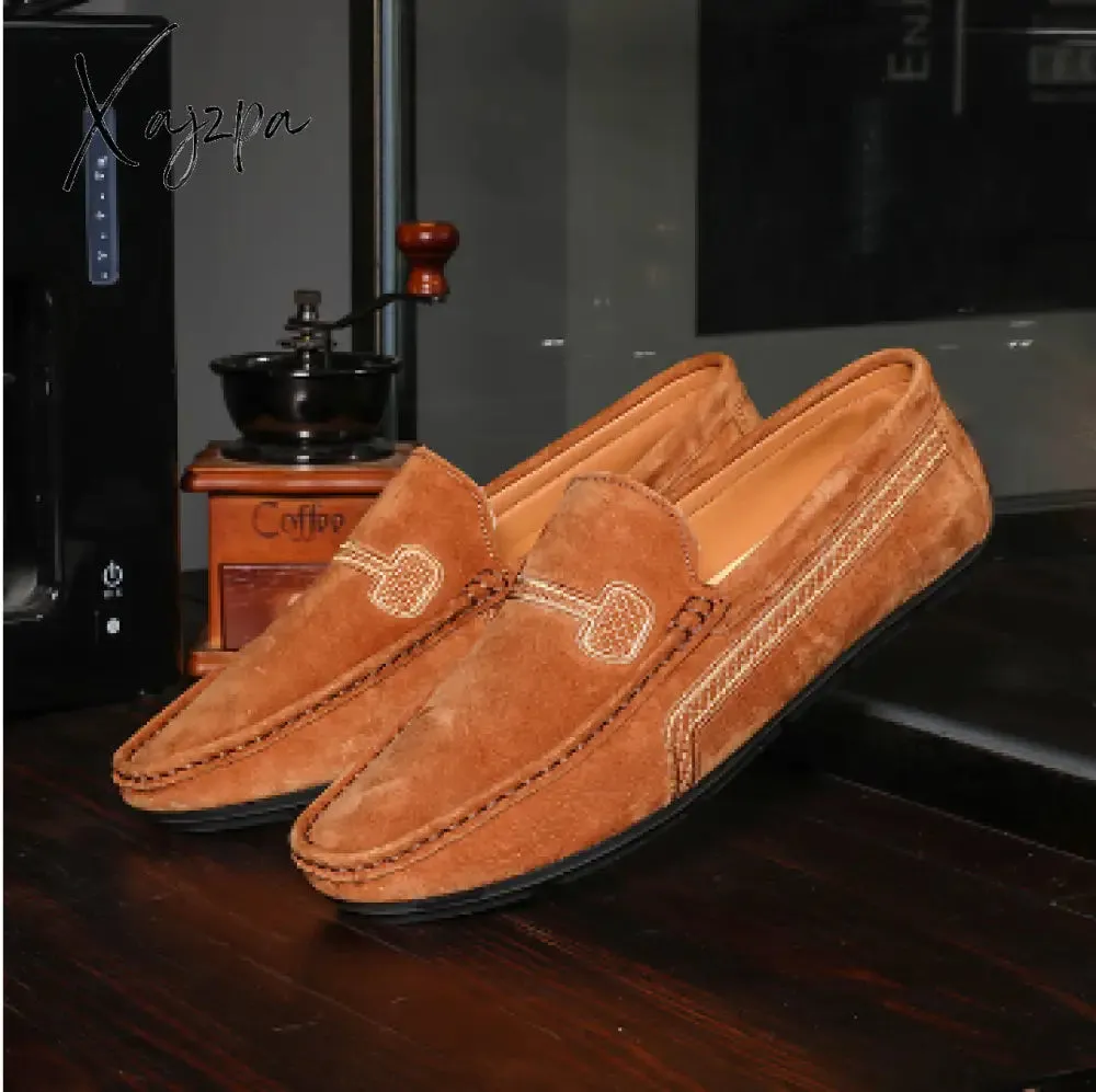 Xajzpa - Fashion Mens Loafers Zapatos De Hombre Formal Dresses Men Shoes Business Casual Green Orange Moccasin Sneakers Flats Walking