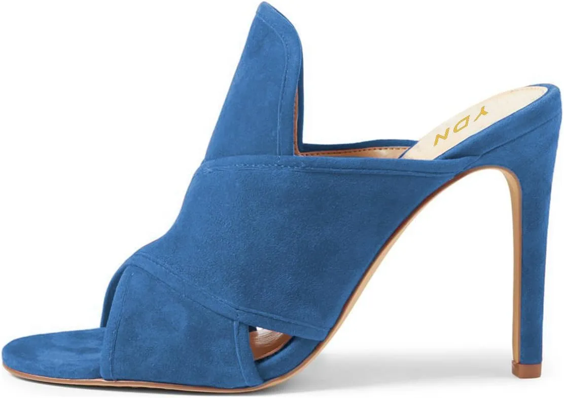 YDN Women Open Toe Stiletto High Heels Backless Mule Pumps Slip On Slide Sandal Dress Clogs Shoes