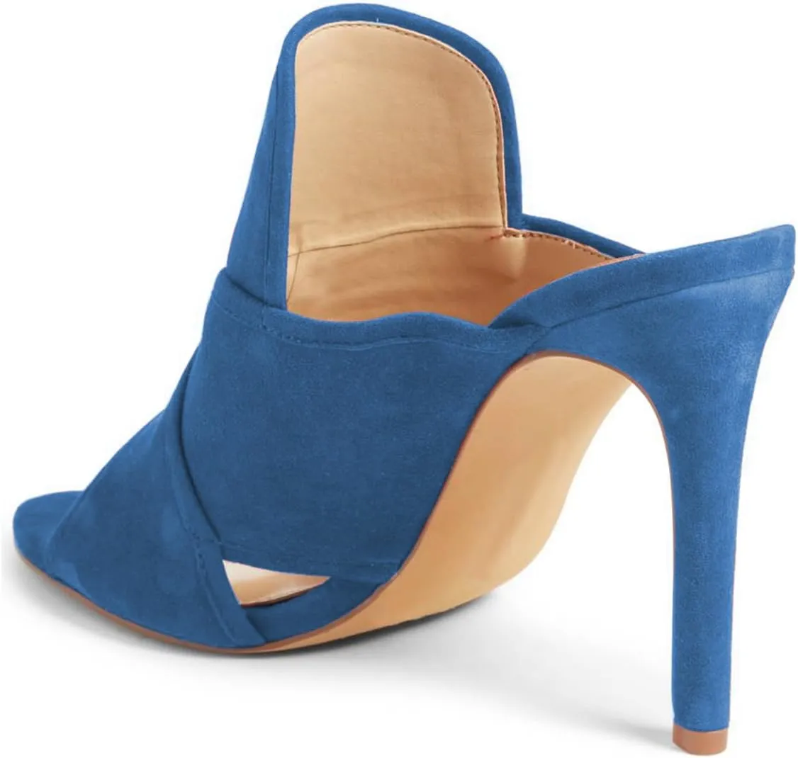 YDN Women Open Toe Stiletto High Heels Backless Mule Pumps Slip On Slide Sandal Dress Clogs Shoes