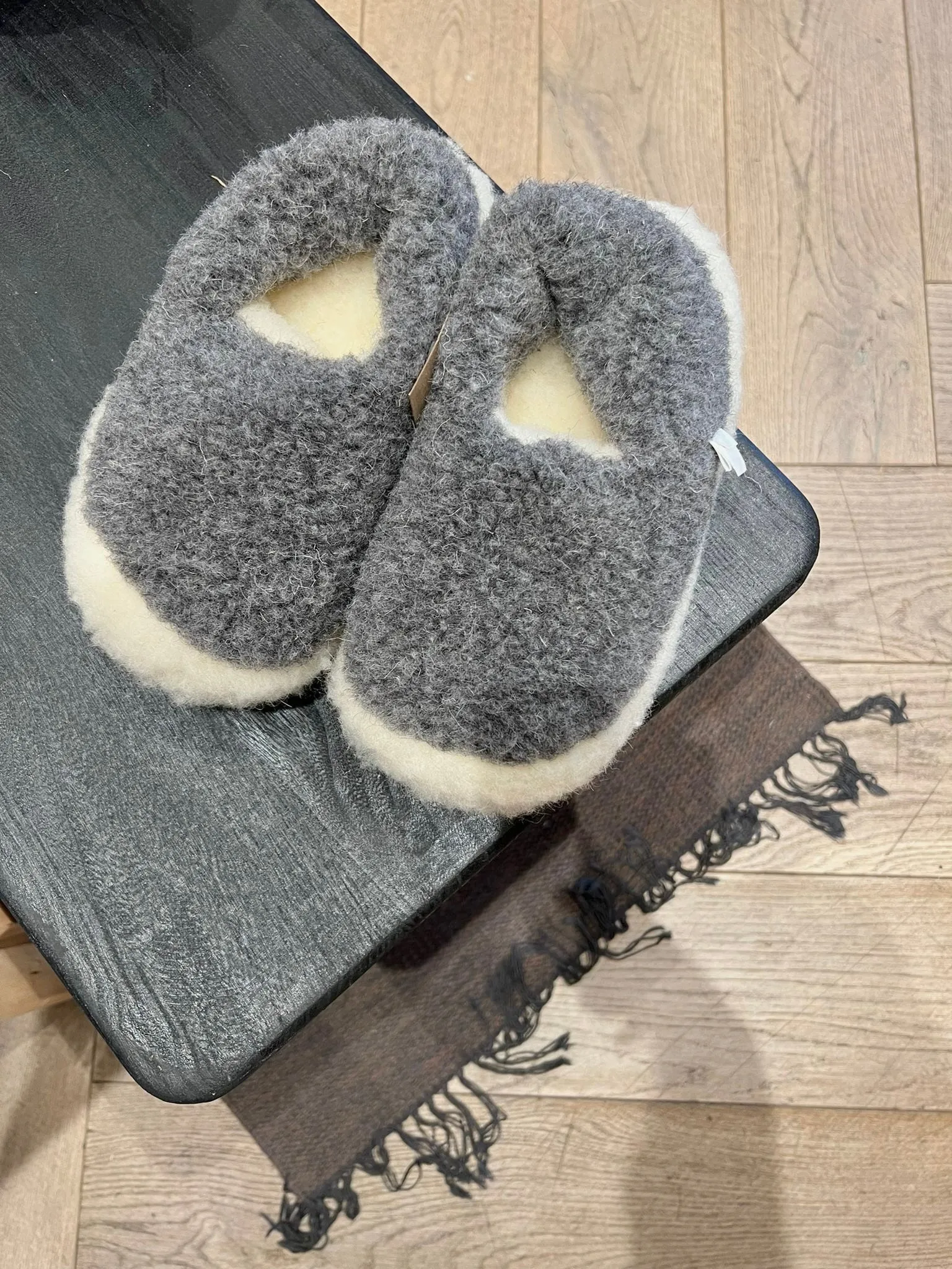 Yoko Wool Full Slippers in Beige Merino Wool