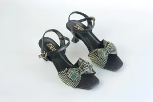 ZARA BOW FANCY SANDALS - BLACK